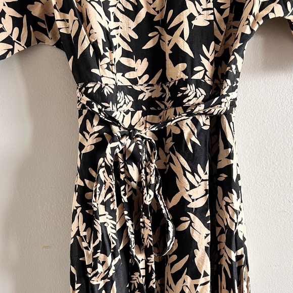 ba&sh Tabby Dress | Black/Beige Leaf Print | Size 1 (Small/US 4) - Picture 13 of 16